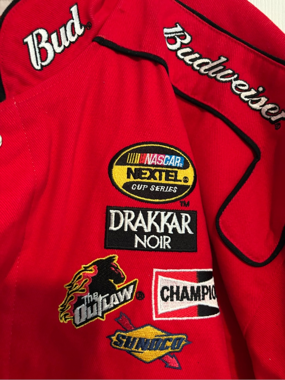 Budweiser Red Racing Patch Bomber Jacket - Picture 3 of 9